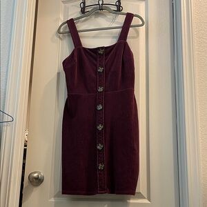 🧋Burgundy Button-Down Overall Dress🧋3/$22